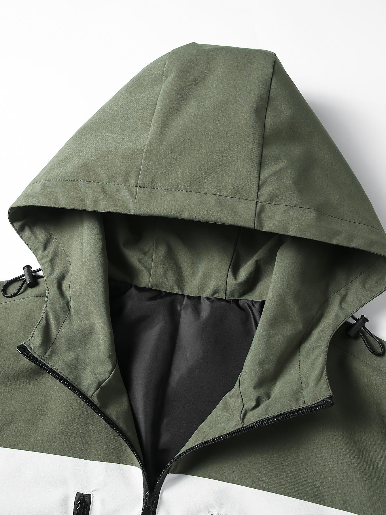 Men’s Casual Hooded Windbreaker Jacket Stand Collar Patchwork