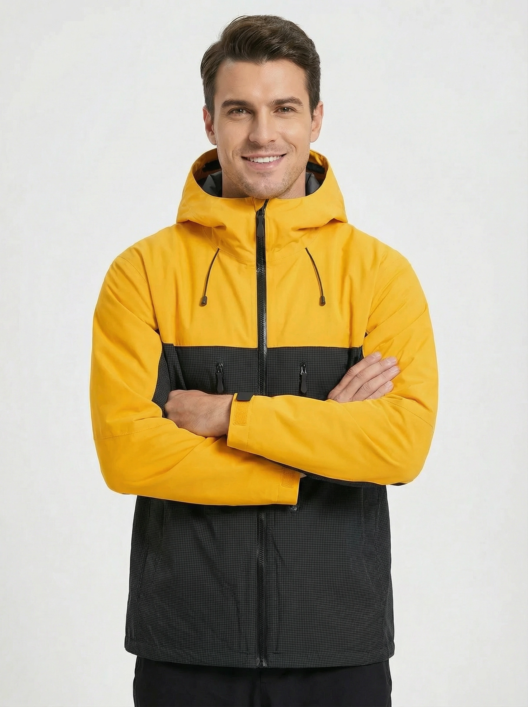 Man wearing a yellow and black jacket