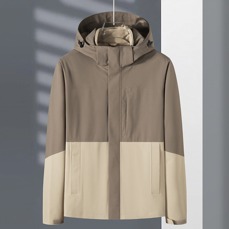 Two-tone brown and beige jacket