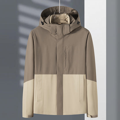 Two-tone brown and beige jacket