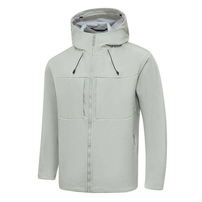 Light gray jacket with a hood