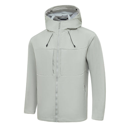 Light gray jacket with a hood