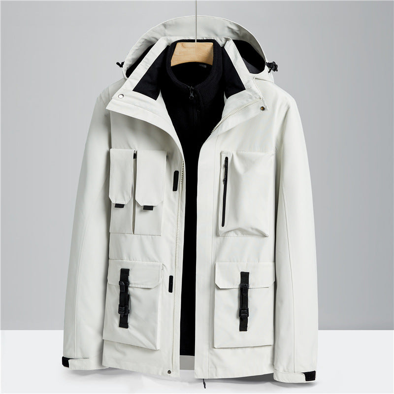 White jacket with black accents 