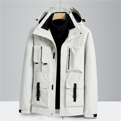 White jacket with black accents 