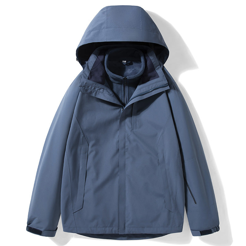 Blue jacket with a hood 