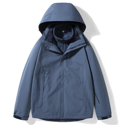 Blue jacket with a hood 