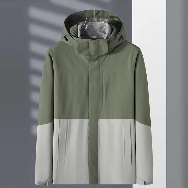 Two-tone green and gray jacket