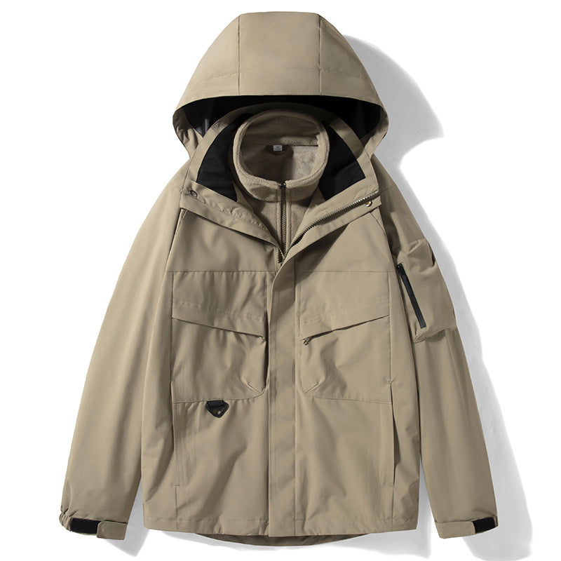 Beige jacket with a hood