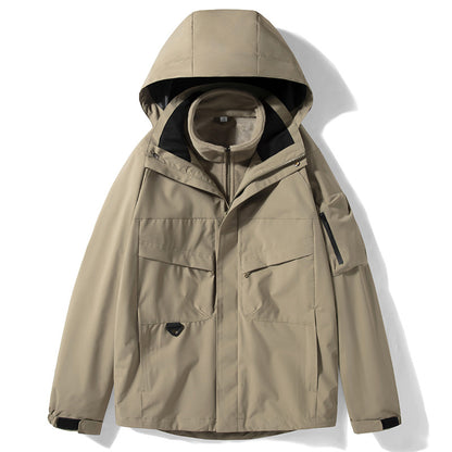 Beige jacket with a hood