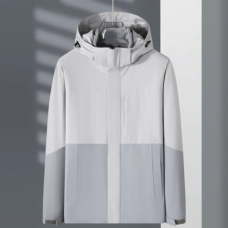 Gray and white jacket on a gray background