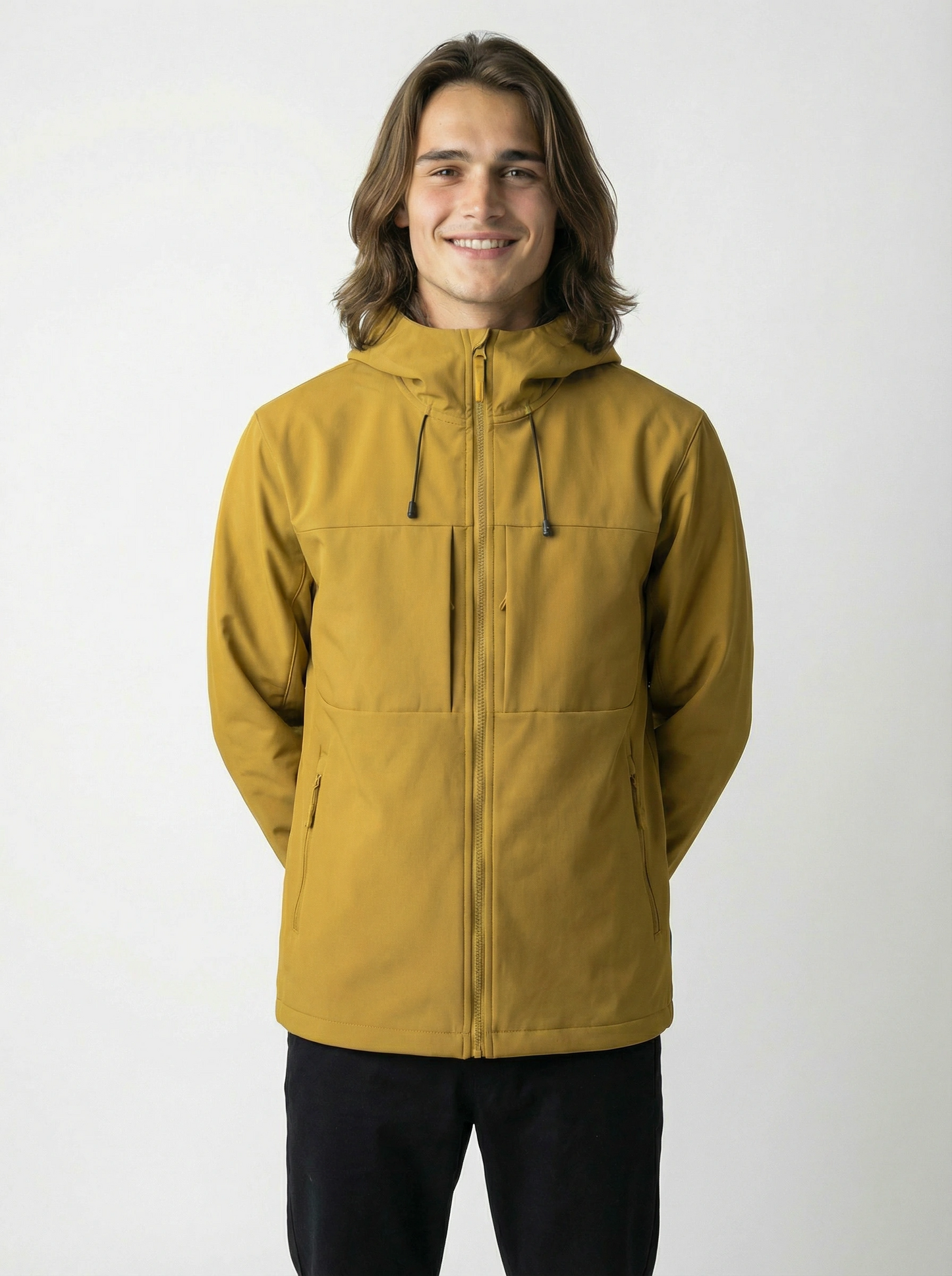 Man wearing a mustard yellow jacket